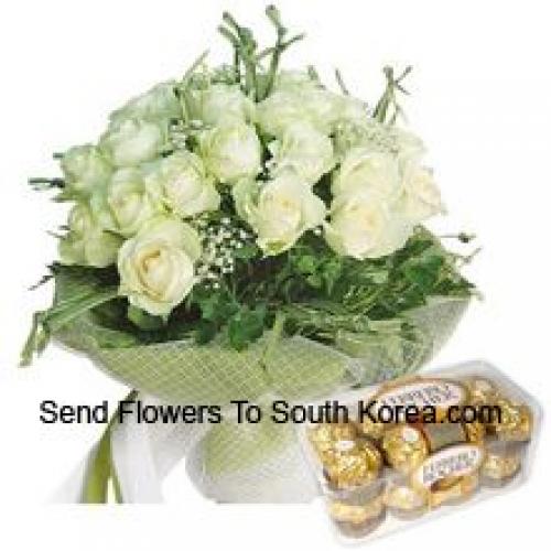 18 Roses with Yummy 16 Pcs Ferrero Rochers