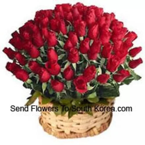 Cesta com 100 Rosas Vermelhas